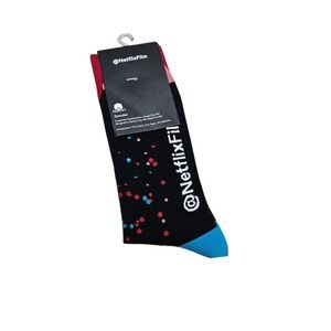 Netflix Film Socks Mens Crew Black Confetti‎ Cotton Novelty Chill Movie Lover